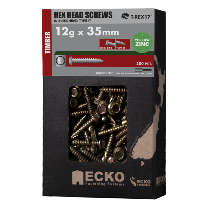 T-REX17® Hex Head Screw - Yellow Zinc - Image 2
